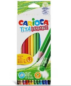 Carioca Farveblyanter med viskelæder, 3mm tip - 12-pak