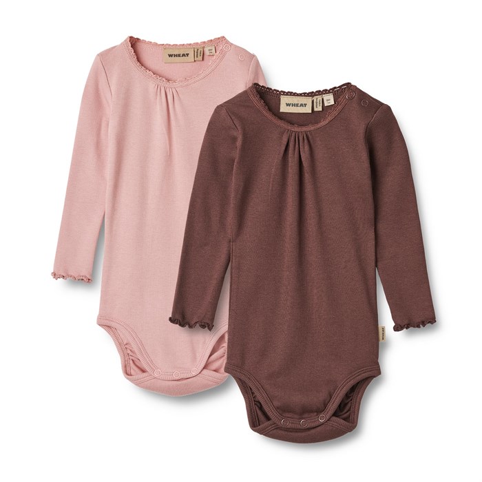 Wheat Lotta Body Rib LS 2-pak - Rose frost/eggplant