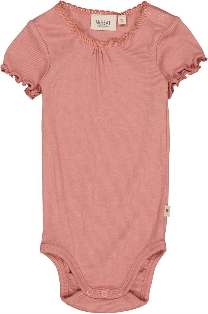 Wheat Body Rib Lace SS - Old Rose