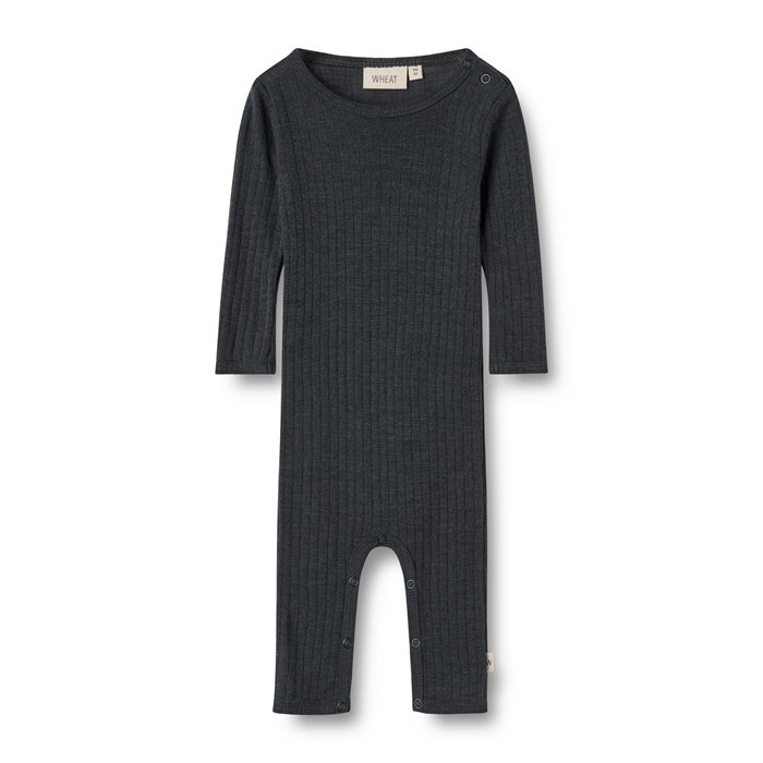 Wheat wool/silk Jumpsuit Frankie - Navy