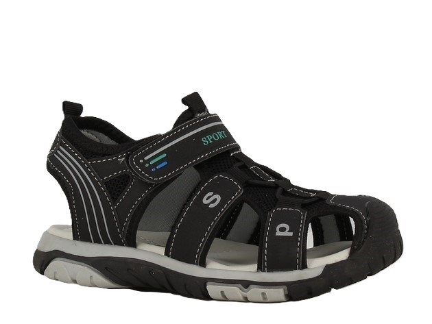 Lukket sandal med velcro - Black