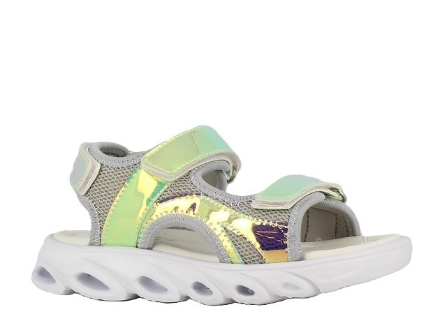 Shiny sandal v/velcro (Blinkesandal!) - Grey