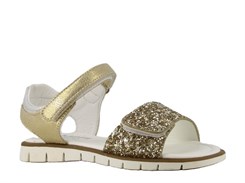 Glimmersandal med velcro - Gold