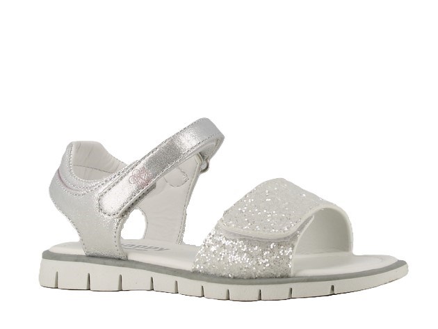 Glimmersandal med velcro - Silver
