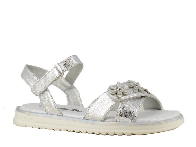 Blomstersandal med velcro - Silver