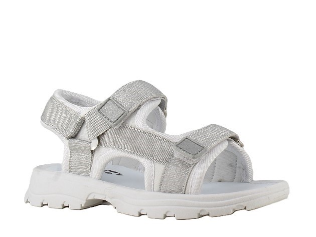 Glimmersandal med velcro - Silver