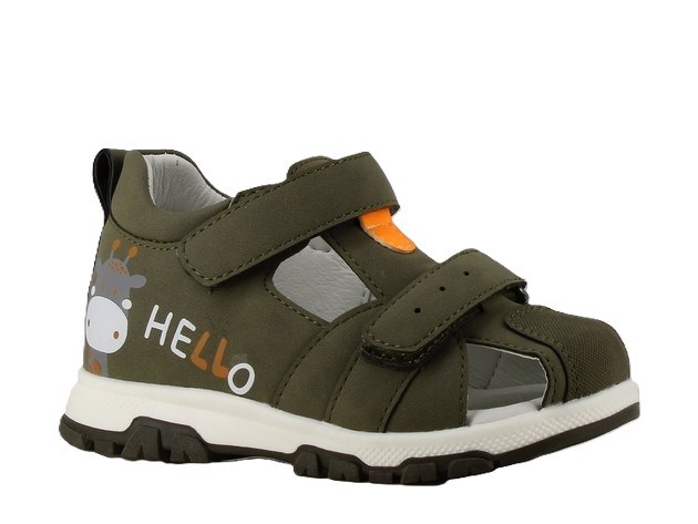 Lukket sandal med velcro - Khaki