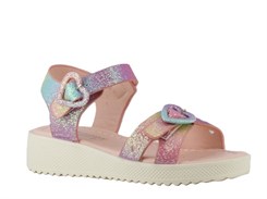 Regnbueglimmer sandal m/velcro - Fuchsia