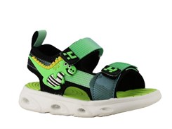Dino sandal v/velcro (Blinkesandal!) - Green