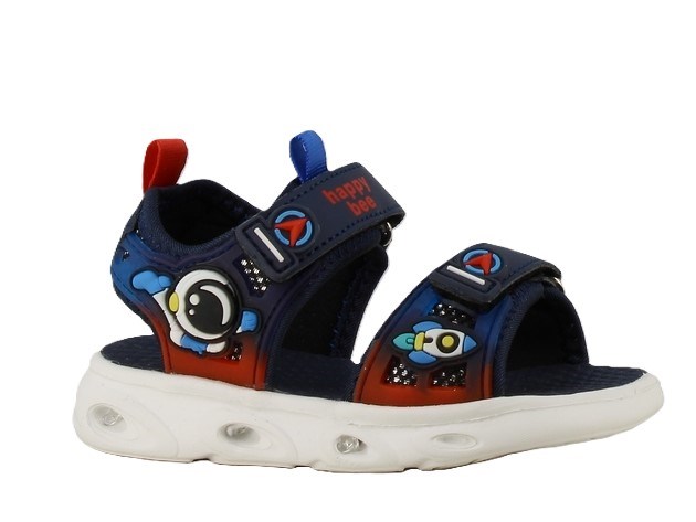 Rumraket sandal v/velcro (Blinkesandal!) - Navy