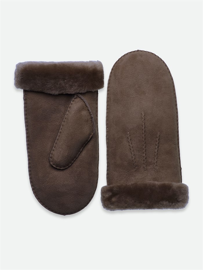 Rosemunde Sydney Shearling stitch mittens - Coffee brown