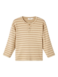 Lil' Atelier Geo LS T-shirt - Warm sand stripe