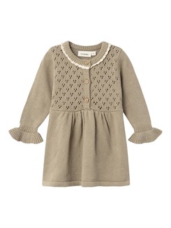 Lil' Atelier Floro LS knit dress - Chinchilla
