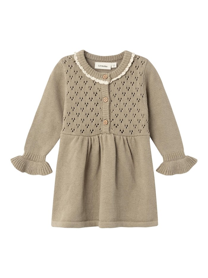 Lil\' Atelier Floro LS knit dress - Chinchilla