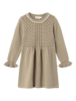 Lil' Atelier Floro LS knit dress - Chinchilla