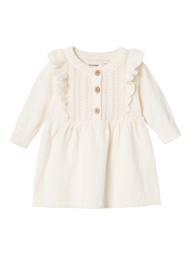 Lil\' Atelier Nina kim LS knit dress - Coconut milk