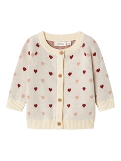 Lil' Atelier Saran LS knit cardigan - Turtledove hearts