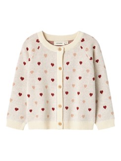 Lil' Atelier Saran LS knit cardigan - Turtledove hearts