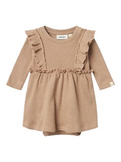 Lil' Atelier Sophia LS body dress - Rugby Tan