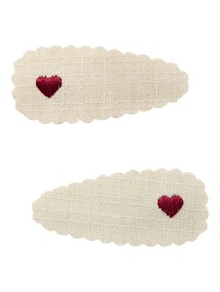 Lil' Atelier Facc-Olala 2-pak hair clips - Turtledove hearts - Red