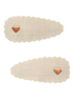 Lil' Atelier Facc-Olala 2-pak hair clips - Turtledove hearts - Sand