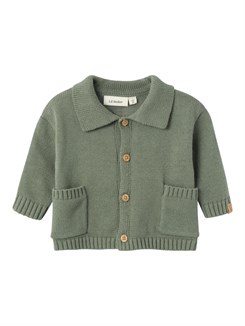 Lil' Atelier Theo LS knit cardigan - Agave green