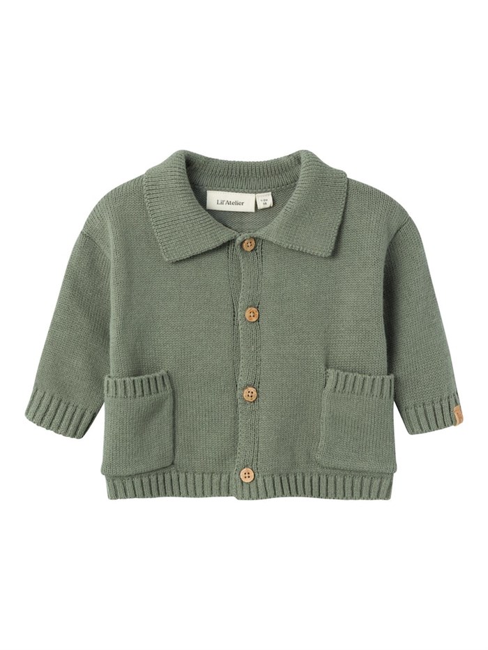 Lil\' Atelier Theo LS knit cardigan - Agave green