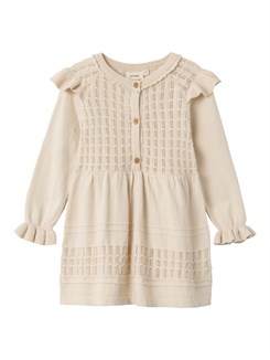 Lil' Atelier Fauci LS knit dress - Sandshell