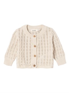 Lil' Atelier Fauci LS short knit cardigan - Sandshell