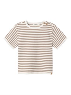 Lil' Atelier Jonas SS loose t-shirt - Mocha meringue stripes 