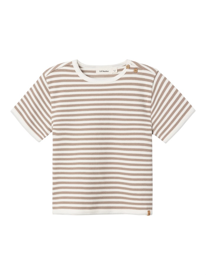 Lil\' Atelier Jonas SS loose t-shirt - Mocha meringue stripes 