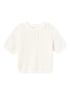 Lil' Atelier Johanna SS loose knit t-shirt - Coconut milk