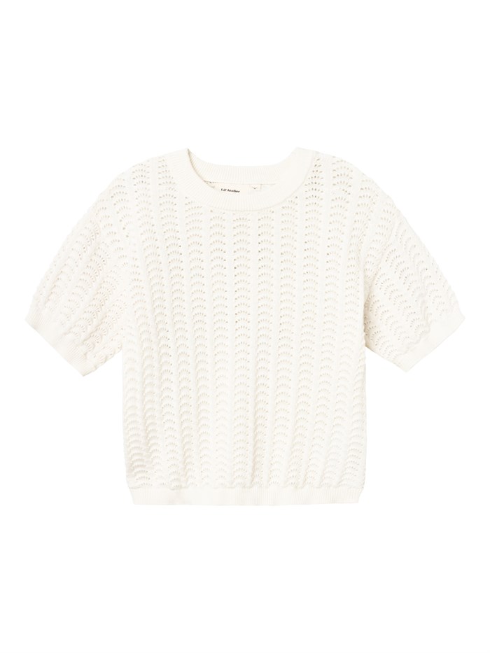 Lil\' Atelier Johanna SS loose knit t-shirt - Coconut milk