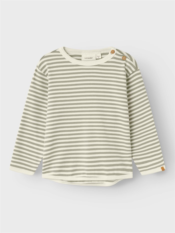 Lil\' Atelier Geo fon LS loose blouse - Moss gray