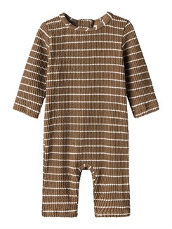 Lil' Atelier Fredo LS UV swimsuit - Shitake