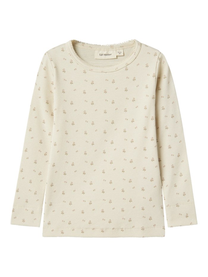 Lil\' Atelier Gago LS slim top - Turtledove flowers