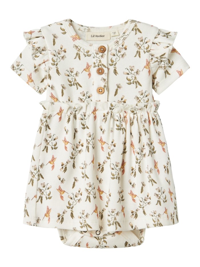 Lil\' Atelier Lavo SS body dress - Coconut Milk - Humming bird