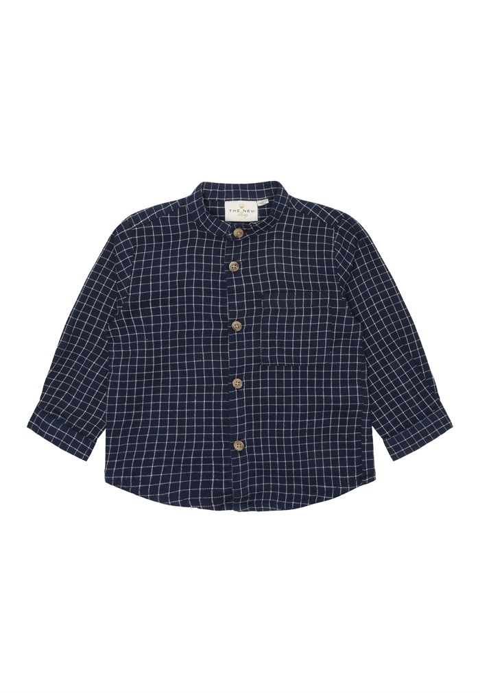 The New Loke LS shirt - Navy Blazer Check AOP