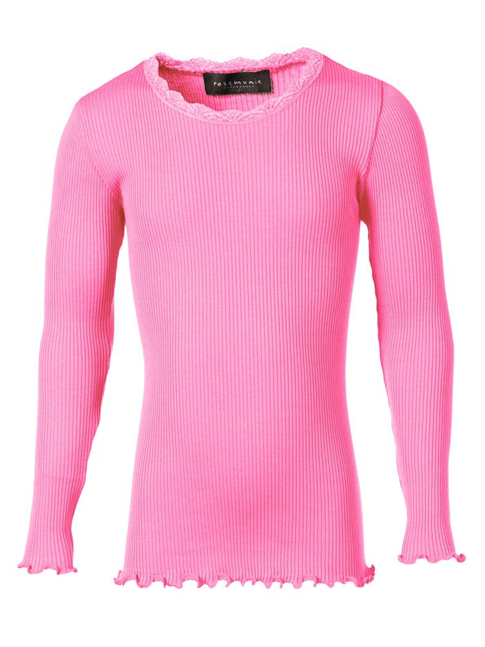 Rosemunde Silk t-shirt regular w/ lace - Bubblegum Pink 