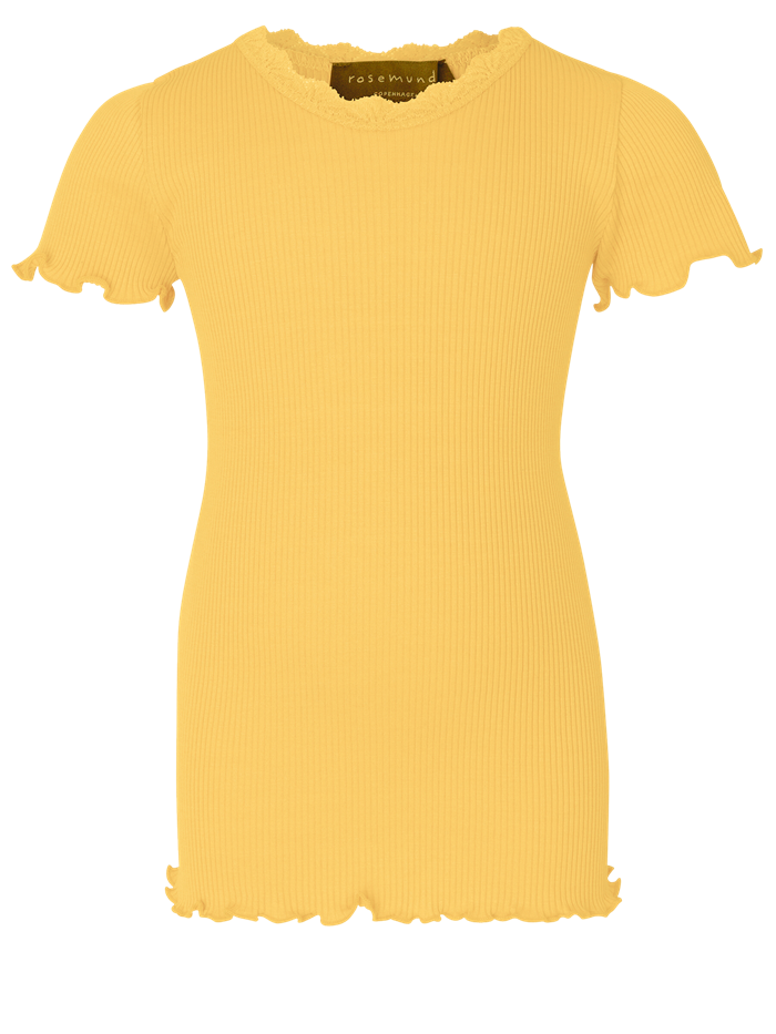 Rosemunde Silk t-shirt regular w/ lace - Sunshine yellow