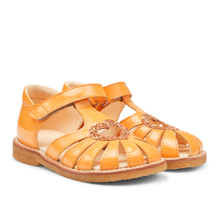 Angulus Hjerte sandal (smal til normal pasform) - Manderin/Manderin Glitter