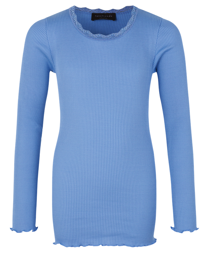 Rosemunde Silk t-shirt regular w/ lace - Blue allure